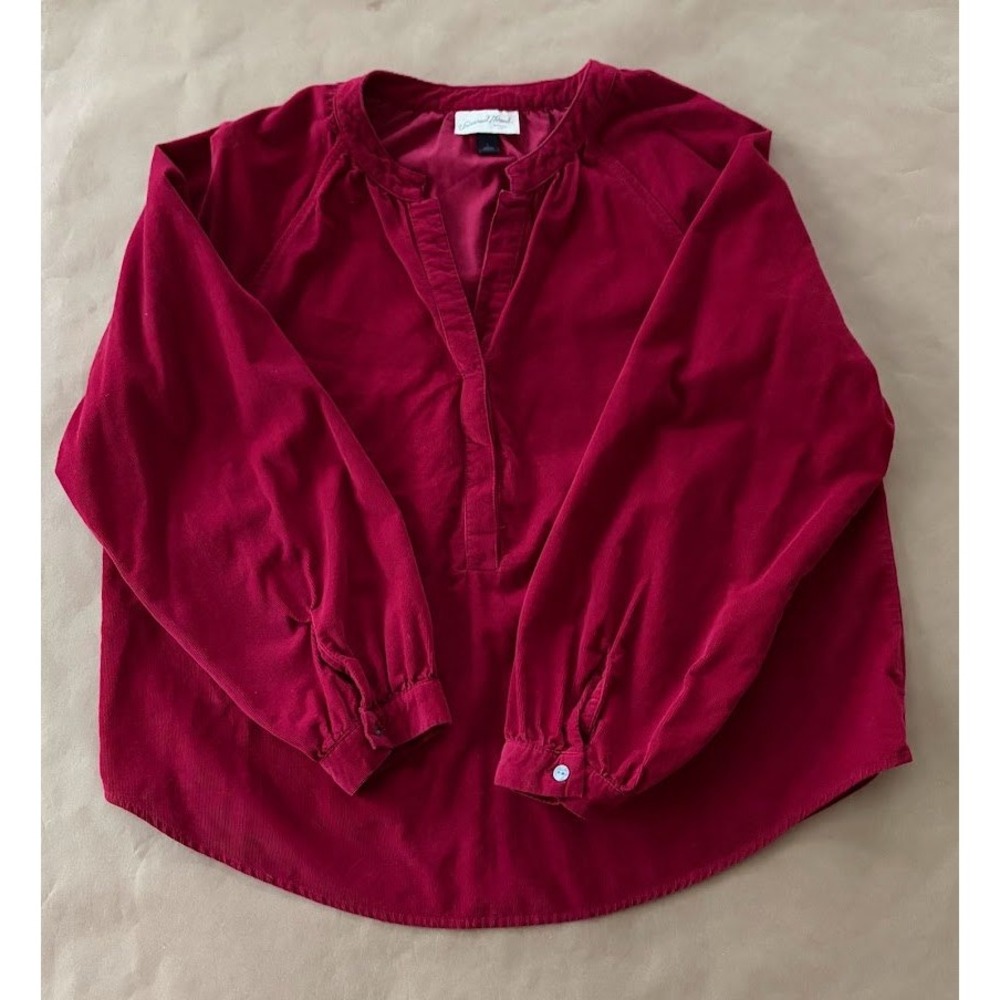 Universal Thread Red Pinwale Corduroy Pullover Blouse Large Boho Holiday Peasant